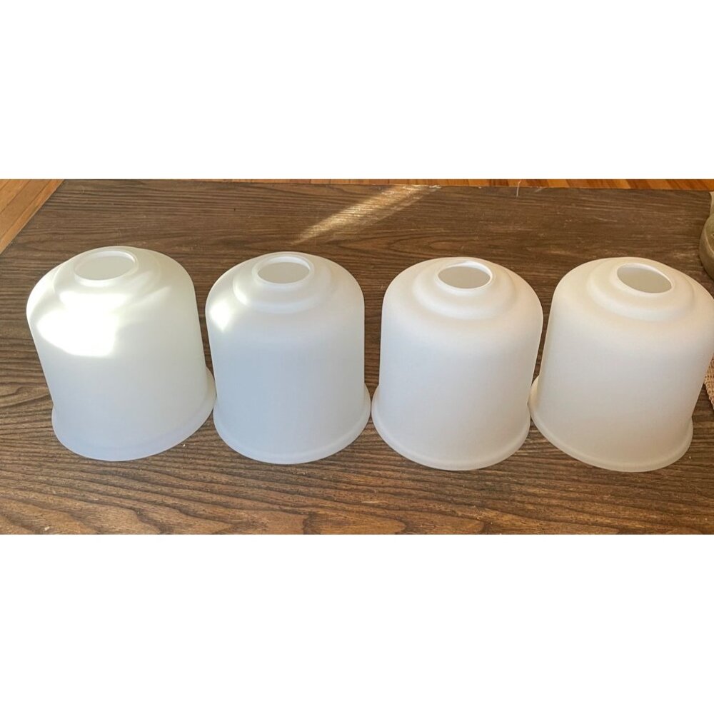 4 Unique White Frosted Glass Light Globes 5.5"
